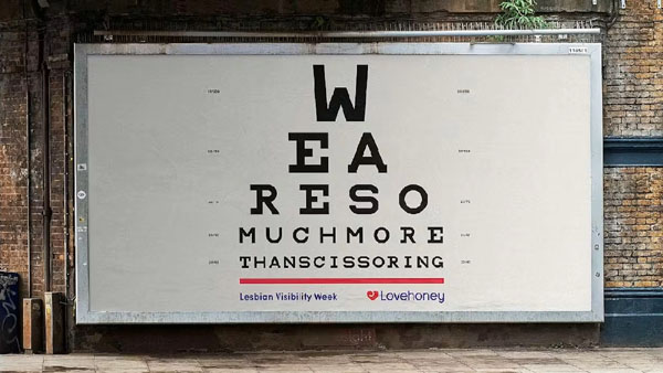 Sapphic billboard campaigns: Lovehoney billboard - Sapphic Pleasure Seen